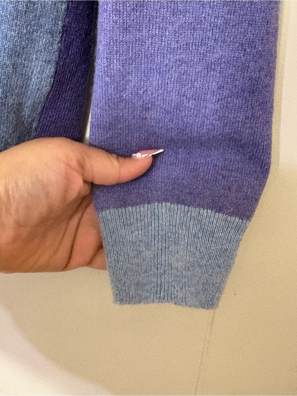 Collaboration Cashmere Hoodie S Blue Purple Colorbloc Pullover Sweater Soft Luxe - Picture 5 of 12
